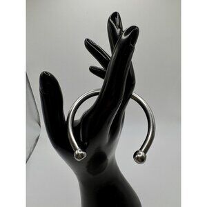 Silver Chunky Industrial Barbell Bangle Bracelet Italy Horseshoe Bull Ring